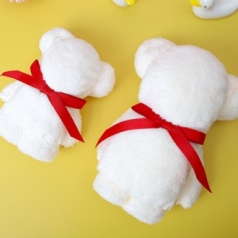 미니 레드리본 와플 베어 수건 K2528