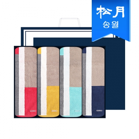 [송월타올] 컬러웨이 코마사 180g 선염 세면타올 4매 선물세트, 쇼핑백 기념수건 답례품 #2