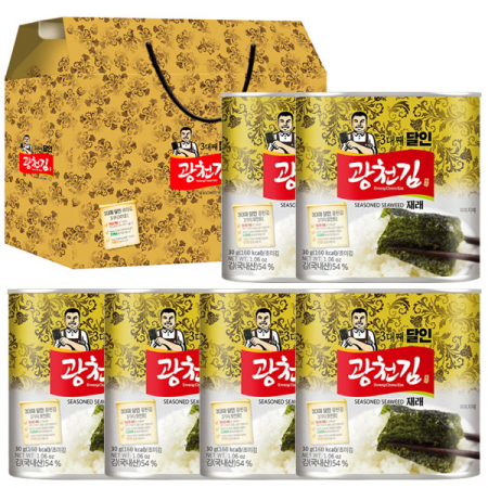 광천 김세트 김 선물 6캔김 명절 선물세트, 사은품 결혼 답례품 판촉 행사 기념 기프트 세트, 설선물 추석 설날, 문의 도시락 김 #2