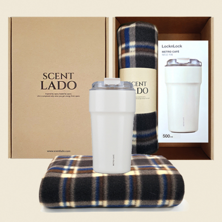 센트라도 네이처담요+락앤락 메트로카페세라믹텀블러 500ml 세트 #3