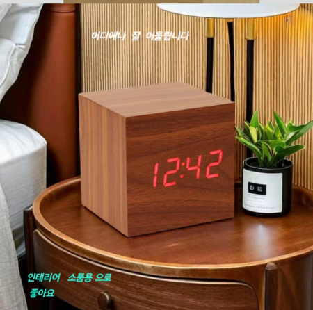 디지털 시계 원목 탁상시계 온도계 캘린더/ 카렌다 홍보 사은품 행사용 기념품 선물용 판촉물 기프트 #3