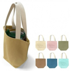 캔버스 텀블러 에코백 손가방 컬러풀 무지 드링크백 캐리어 컵홀더 테이크아웃