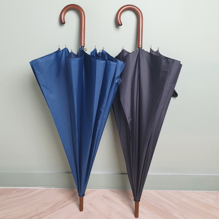 발렌타인 65x12 자동 곡자 무지 나무 손잡이 곡자 장우산 #9