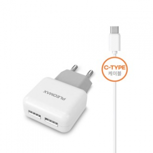 USB 2포트+C타입 케이블 가정용 충전기 PMC-E2002P-CT