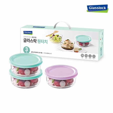 글라스락 원터치 원형 3조 세트 핑크 민트 #2