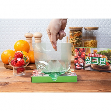 싱그린 그린백 6L 5매 비닐백 비닐팩 식품보관 과일 야채 채소 위생백 #4