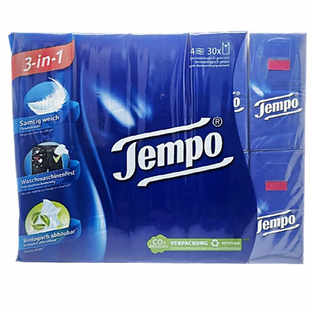 템포 행키티슈 천연펄프 먼지없는 화장지 독일산  휴대용 4겹 10매입 30개 1팩 #5