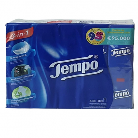 템포 행키티슈 천연펄프 먼지없는 화장지 독일산  휴대용 4겹 10매입 30개 1팩 #3