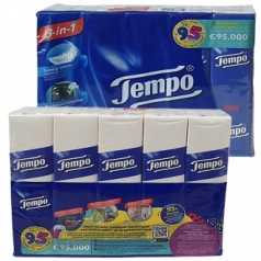 템포 행키티슈 천연펄프 먼지없는 화장지 독일산  휴대용 4겹 10매입 30개 1팩