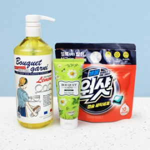 부케가르니 주방세제 750ml + 핸드크림 캐모마일 100ml + 슈가버블 버블원샷 캡슐세제