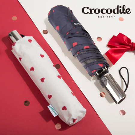 크로커다일 3단 자동 슬림 하트 고정 암막 우양산 #2