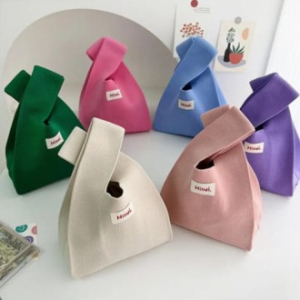 스트랩 파스텔 손가방 니트백