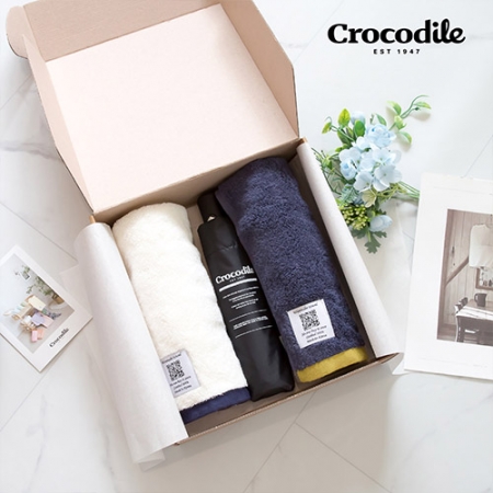 크로커다일 3단 레터링 암막 전자동 우산 + 투톤보다 호텔 수건 2장 #2