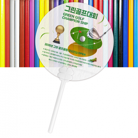 반투명 네잎클로버 막대팬시 반투명 부채 #2