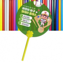 반투명 네잎클로버 막대팬시 연두 부채