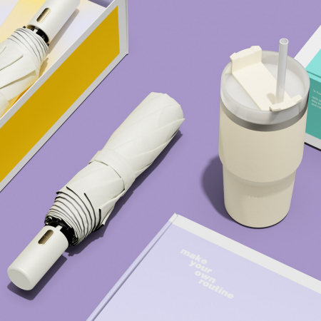 루티네 선물세트 골드버튼 자동 3단 암막 양우산 + 밀크티 텀블러 #2