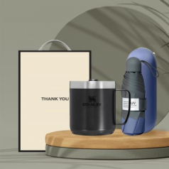 시즈넬 선물세트 스탠리 캠핑머그354ml+고급5단우산