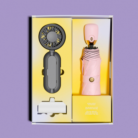 루티네 선물세트 마카롱 자동 암막 양우산 + 우산애착 미니 선풍기 + 보조배터리 #4