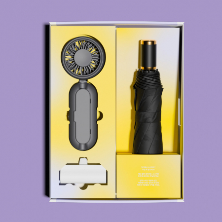 루티네 선물세트 모던 수동 3단 양우산 + 우산애착 미니 선풍기 + 보조배터리 #4