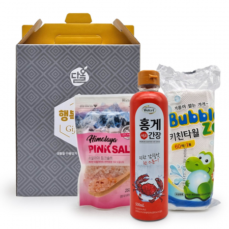 다올 기프트세트 행복9호, 간장 1개+롤키친타올+핑크소금 파우치 250g #2