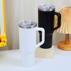 손잡이 대형 텀블러 1200ml 빨대포함