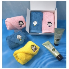 송월 스누피 수건 + 식물나라 핸드크림 로션 선물세트