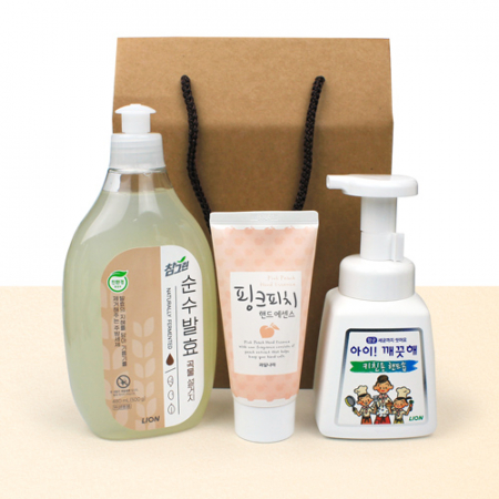 참그린 곡물설거지 주방세제 480ml + 과일나라 핸드크림 + 주방용 아이깨끗해 250ml + 끈케이스 #2