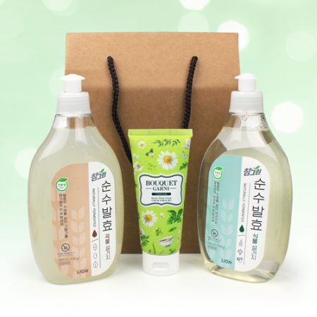 참그린 곡물설거지 주방세제 + 참그린 식물설거지 주방세제 480ml + 부케가르니 핸드크림 + 끈케이스 #2
