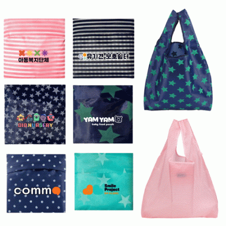 패턴 바쿠백 접이식 장바구니 시장가방 포켓가방 중형 33x53x6cm #2