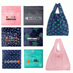 패턴 바쿠백 접이식 장바구니 시장가방 포켓가방 중형 33x53x6cm