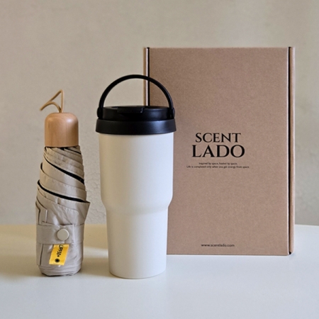 센트라도 캡슐우드 5단 우양산 +라운드 핸들 텀블러 세트 #2