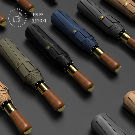 레저 엘리펀트 우드 핸들 원터치 3단 완전 자동우산 #2