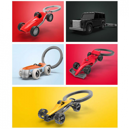 빅 인 미니어쳐 큐티 캐릭터 메탈 키링 빈티지 레이싱카 #2