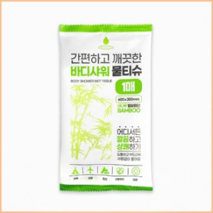 대나무 원단 바디 물티슈 일회용 샤워티슈 1매