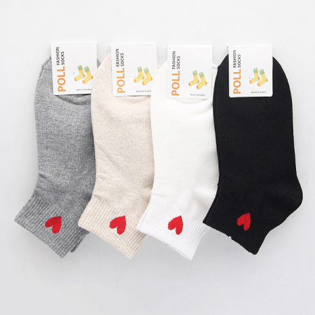 하트 자수 여자 단목 패션 양말 // 국산 #2