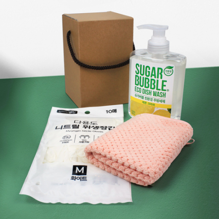 슈가버블 주방세제 470ml + 폭신 핸드타올 + 니트릴장갑 10매입 #2