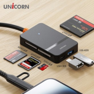 유니콘 C+8핀타입 USB3.2 Gen1 6in1 멀티카드리더기 듀얼컨넥터 XC-7000M