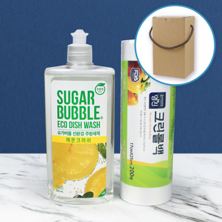 슈가버블 주방세제 280ml + 크린롤백 소 200매 + 끈케이스 #2