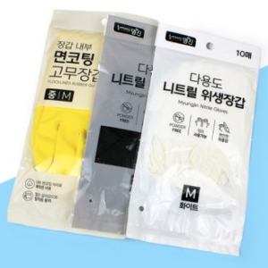 면코팅 고무장갑 + 니트릴장갑 10매입 블랙+화이트 + OPP포장