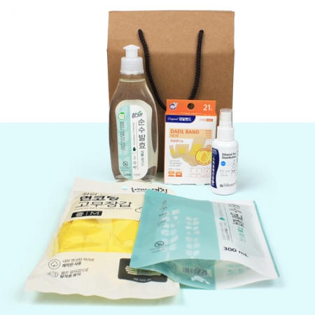 참그린 주방세제290ml+리필300ml + 대일밴드 혼합 21매 + 메딕 소독용에탄올 스프레이 + 고무장갑 #2