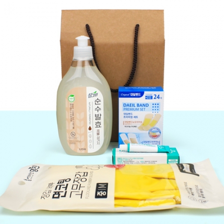 참그린 주방세제 480ml + 대일밴드 프리미엄 기획 24매입 + 닥터스킨 연고 + 면코팅 고무장갑 #2
