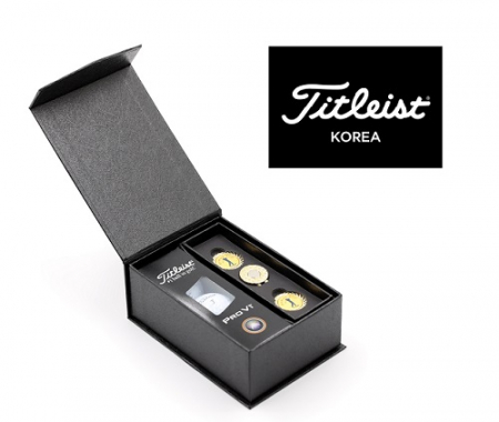 골프용품 타이틀리스트 골프 pro V1 3구+순금 볼마커 골프공 골프선물 t002 #2