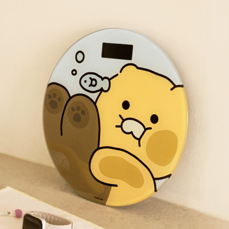 카카오프렌즈 원형 체중계 춘식이 홈 캐릭터 스마트 체지방 체중관리 가정용 강화유리 LED #5