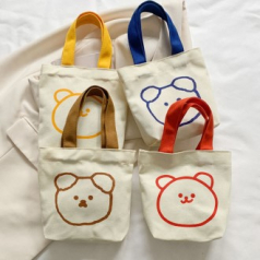 곰돌이 컬러손잡이 에코백 캔버스가방