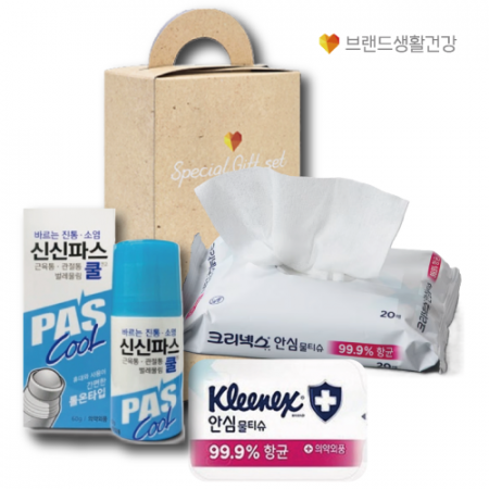 브생건 284호 2종세트 (크리넥스 안심물티슈+신신 롤온 쿨연고 파스) #2