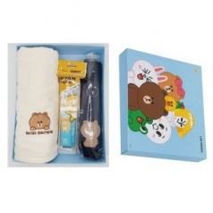 라인프렌즈 3단우산+브라운앤코니 세면타올+카카오프렌즈 여행용양치세트