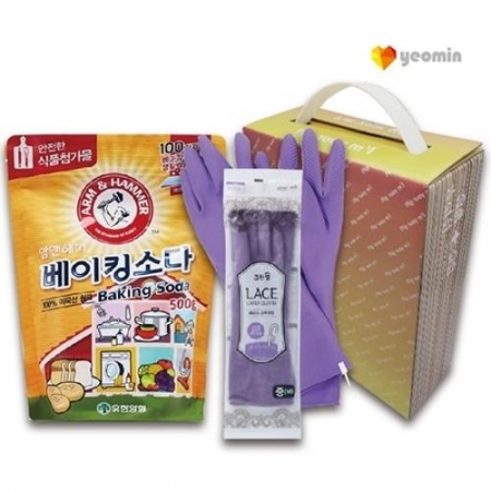 브랜드생활건강세트 크린랩 레이스 고무장갑 + 암앤해머 베이킹소다 #2