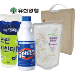 주방선물세트3종 키친타올+유한양행주방세제+유한락스
