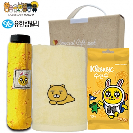 카카오 생활건강세트 (카카오 5단 우산+카카오 캐릭터 세면 타올+크리넥스수앤수물티슈) #3