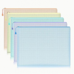 384 A4 투명 그리드 지퍼 방수 백 5PCS